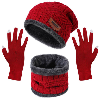 Unisex Winter Warm Knitted Beanie Scarf Gloves Set