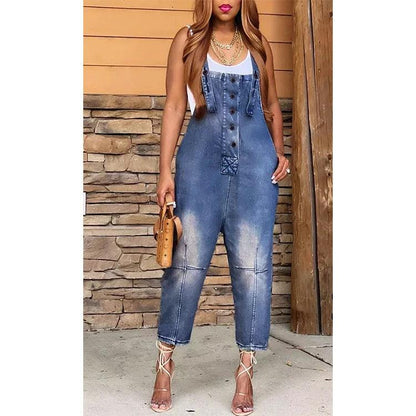 Women's Clothing Fashion Casual Siamese Suspender Jeans Women