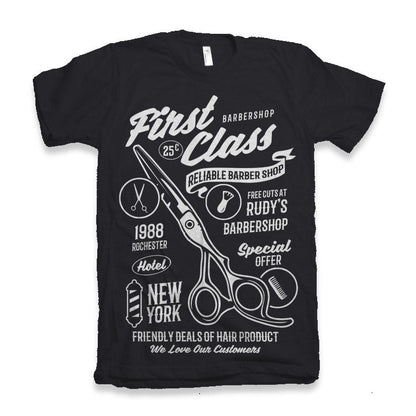 First Class Barber Men's Bamboo Viscose/Organic Cotton Short Sleeve Graphic T-Shirt