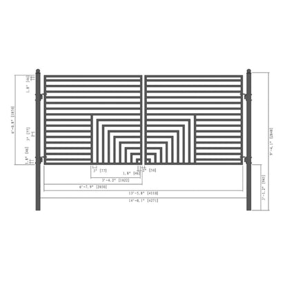 [12-18FT] Heavy-Duty Florence-Style Powder-Coated Galvanized Steel Dual-Swing Driveway Gate (SAK48168)