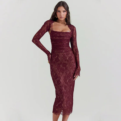 Elegant Red Spaghetti Strap Party Dress