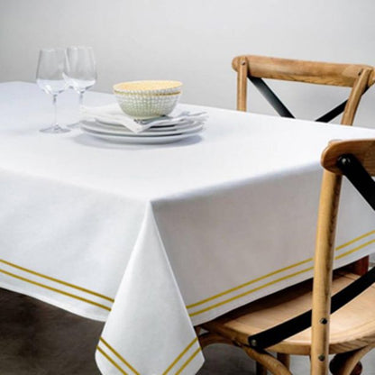 Double Embroidery Border Poly Cotton Sateen Solid Table Cloth