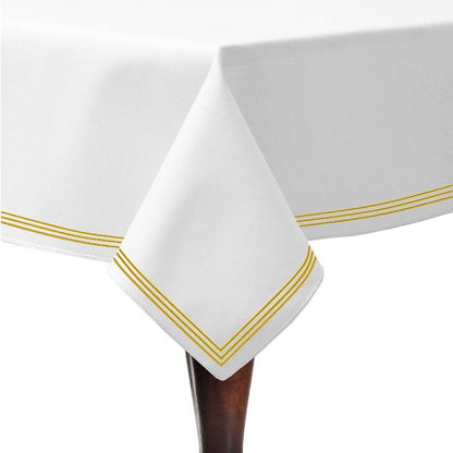 Triple Embroidery Border Sateen Cotton Solid Table Cloth
