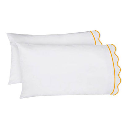 400TC Cotton Scallop Embroidery & Border Sateen Solid Sheet Set