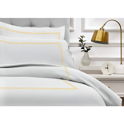 400TC Cotton Double Embroidery Sateen Microcheck Duvet Cover Set
