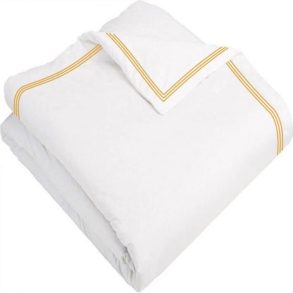 400TC Cotton Triple Edge Embroidery Sateen Solid Duvet Cover Set