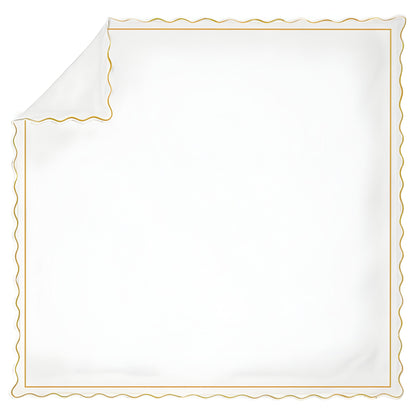 400TC Cotton Scallop Embroidery & Border Sateen Solid Duvet Cover Set