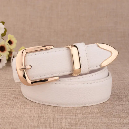 Fashionable Women's Casual Faux Leather Belt with Alloy Buckle