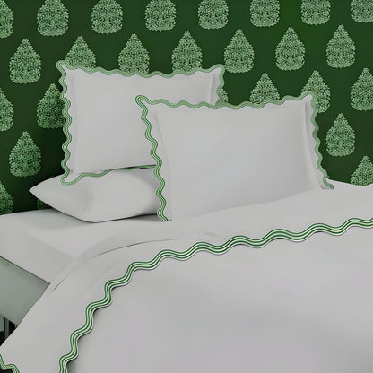 400TC Cotton Sateen Triple Scallop Embroidery Duvet Cover Set
