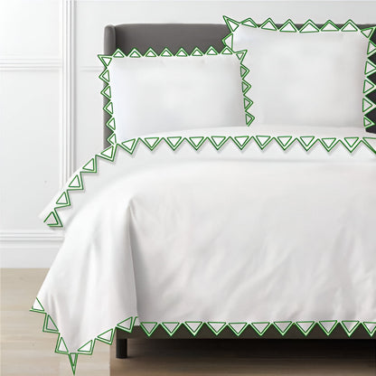 Ashley 400TC Cotton Traingle Embroidery Sateen Solid Duvet Cover Set