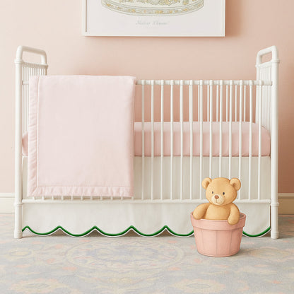 Scallop Embroidery Cotton Crib Skirt