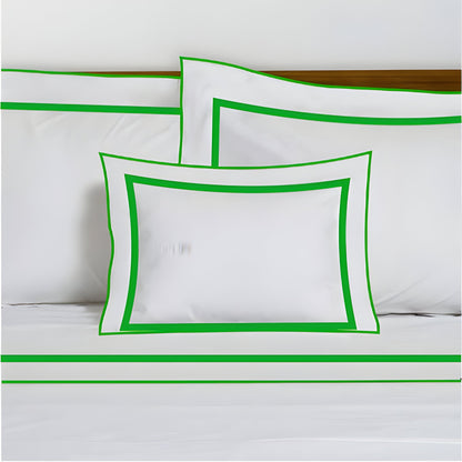 400TC Embroidery & Border Cotton Sateen Solid Duvet Cover Set