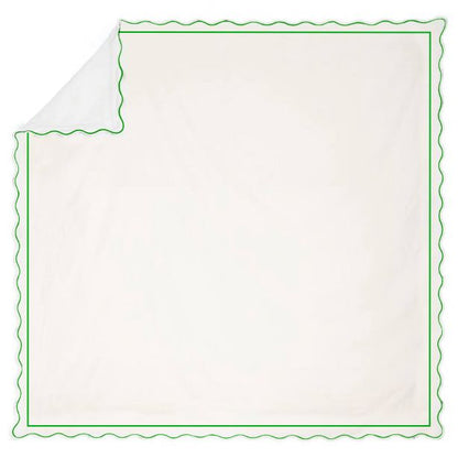 400TC Cotton Scallop Embroidery & Border Sateen Solid Duvet Cover Set