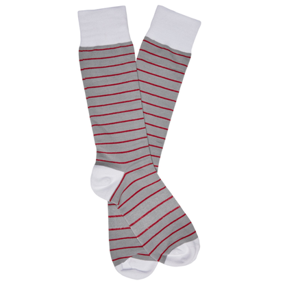 Grey w/ Crimson - Wide Stripe