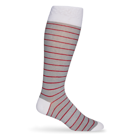 Grey w/ Crimson - Wide Stripe