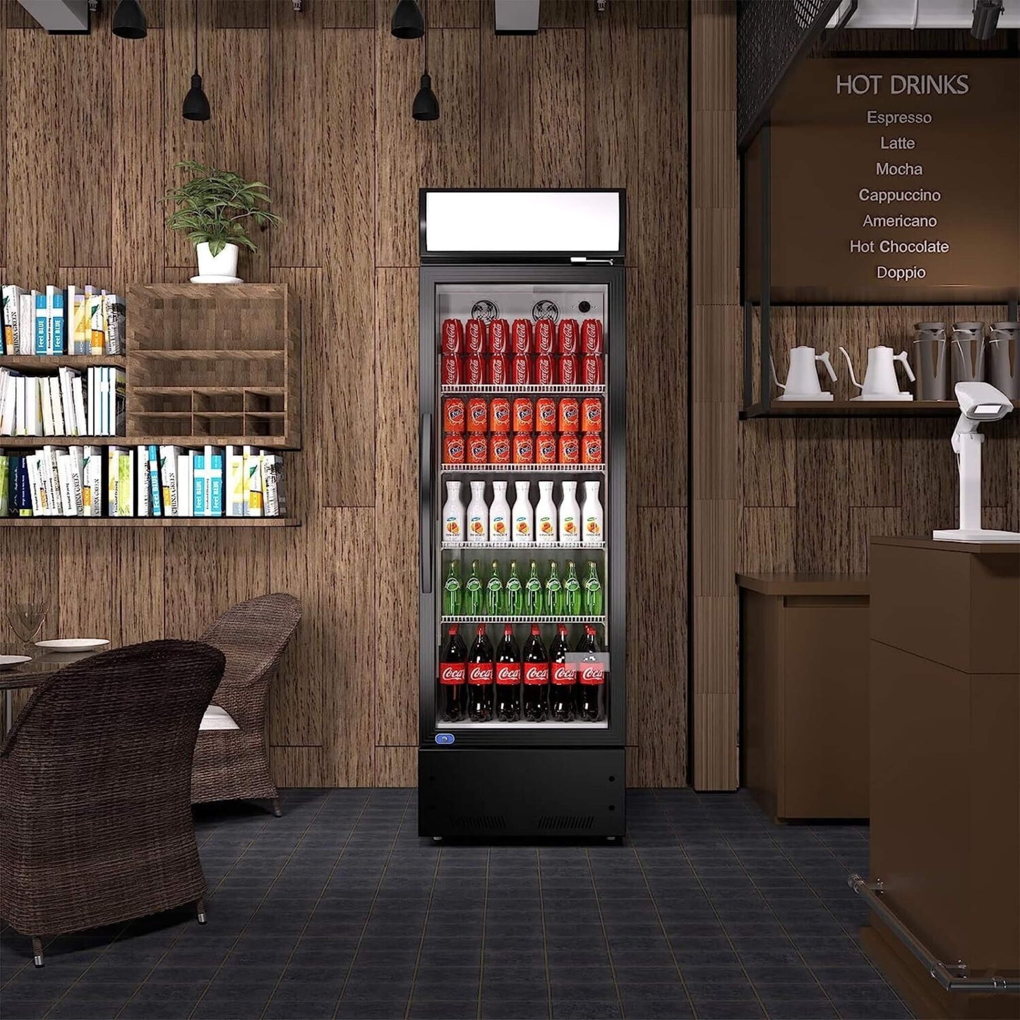 Heavy-Duty 23-Inch Commercial Single Glass Door Refrigerator With LED Lights (SAK43533)