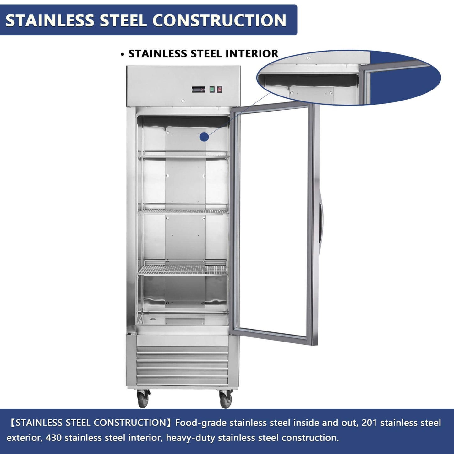 Heavy-Duty Commercial Upright ETL Certified Freezer For Restaurants, Bars, And Supermarkets (SAK01847)