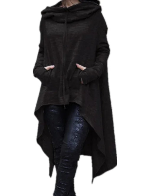 Solid Color Long Hooded Sweatshirt