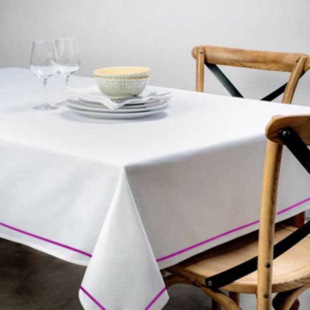 Single Embroidery Border Sateen Cotton Solid Table Cloth