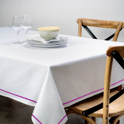 Single Embroidery Border Sateen Cotton Solid Table Cloth