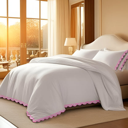 400TC U Shape Scallop Embroidery Cotton Duvet Cover Set