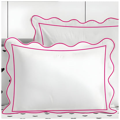 400TC Cotton Scallop Embroidery & Border Sateen Solid Duvet Cover Set