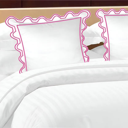 400TC U Shape Scallop Embroidery Cotton Duvet Cover Set
