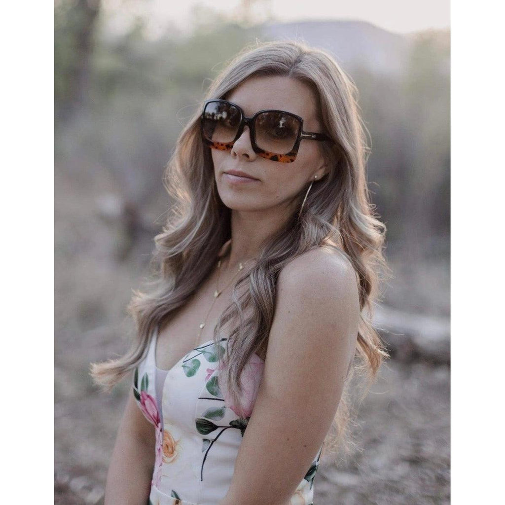 Tortoise  Megan Oversized Gradient Sunglasses