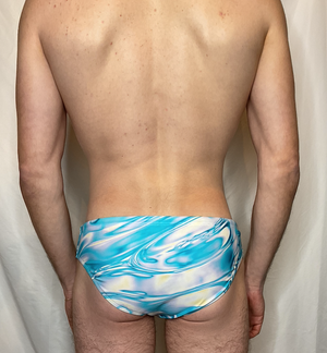 CTS WATERMARBLE SWIM BRIEF- BLUE
