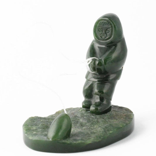 Canadian Nephrite Jade Fisherman catching seal CLEARANCE