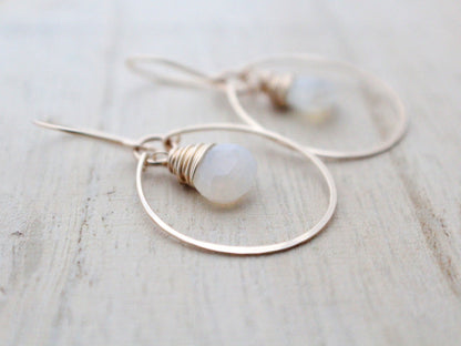 Moonstone Hoop Earrings