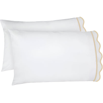 400TC Cotton Scallop Embroidery & Border Sateen Solid Pillowcases (Set Of 2)