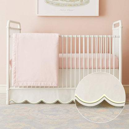 Scallop Embroidery Cotton Crib Skirt
