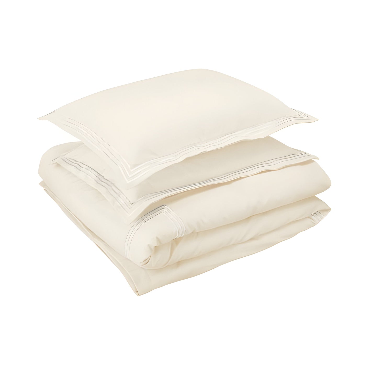 400TC Cotton Luxurious Triple Embroidery Sateen Solid Duvet Cover Set