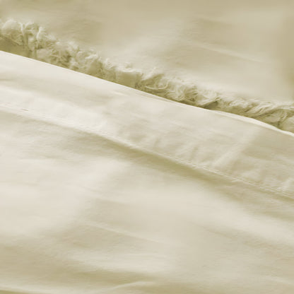 400TC Cotton Sateen Solid Fringe Duvet Cover Set