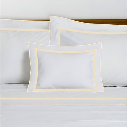 400TC Embroidery & Border Cotton Sateen Solid Duvet Cover Set