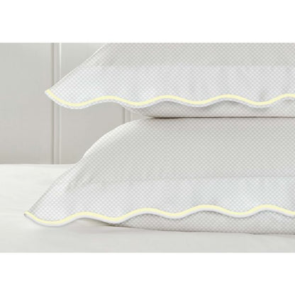 400TC Cotton Scallop Embroidery Sateen Microcheck Duvet Cover Set