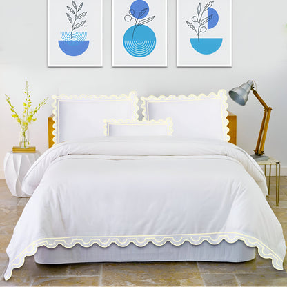 400TC U Shape Scallop Embroidery Cotton Duvet Cover Set