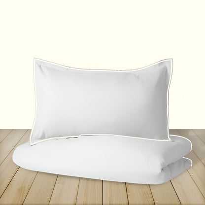 400TC Embroidery Cotton Sateen Solid Duvet Cover Set