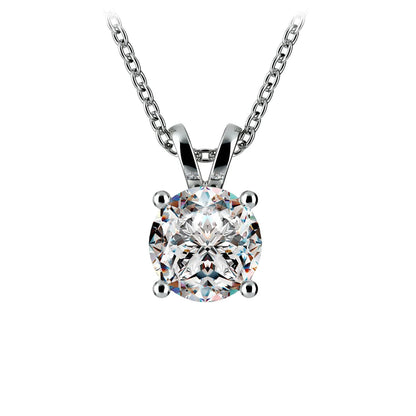 AGI Certified 2.00 CTW Prong Set Round Lab Grown Solitaire Diamond Pendant (G-VS) in 14K White or Yellow Gold
