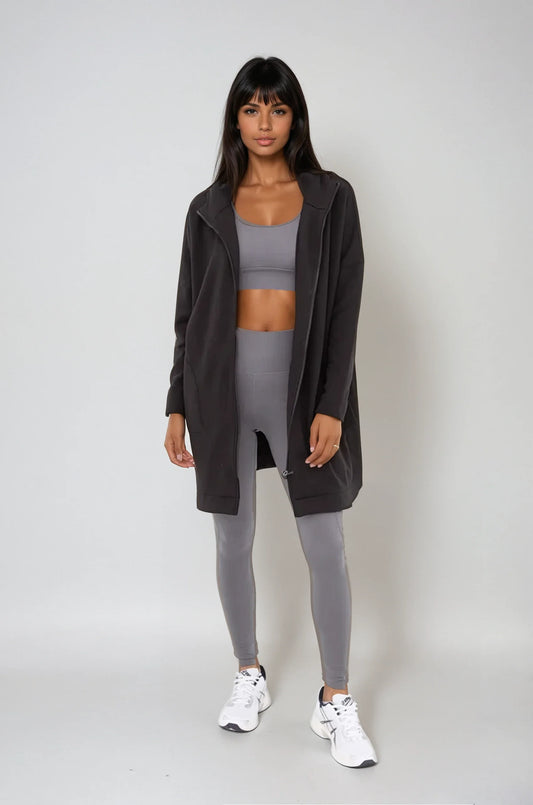 Cozy Comfort Zip Up Hoodie Jacket Black