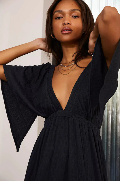 Casual Fashion V-Neck Maxi Dress for Summer
