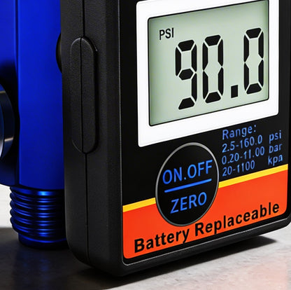 Professional Digital Air Pressure Regulator - Multi-Unit LCD Display with 160 PSI Range (DAR01B)