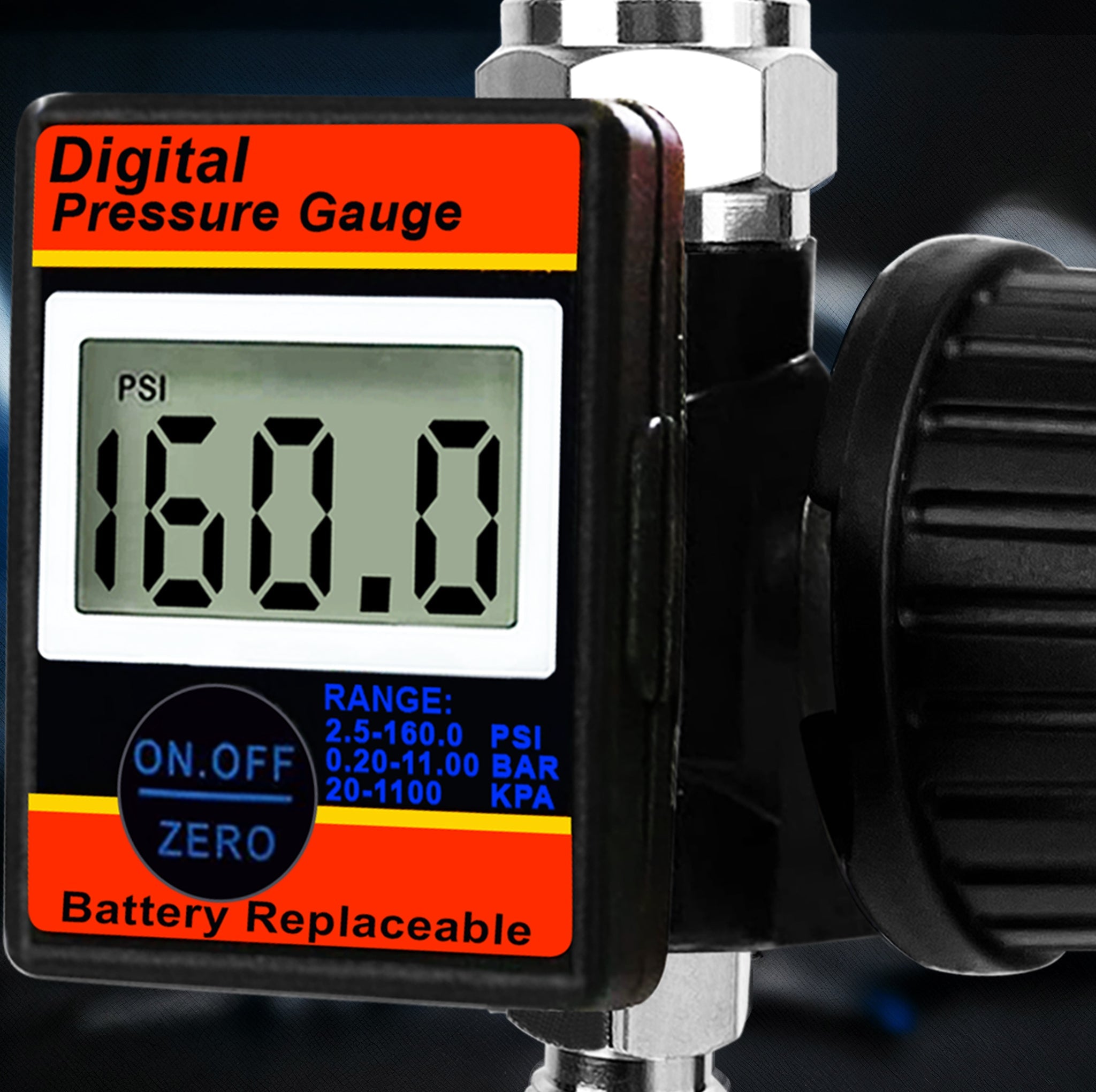 Professional Digital Air Regulator - 160 PSI Diaphragm Control with Multi-Unit Display (DAR02B)
