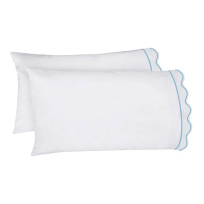 400TC Cotton Scallop Embroidery & Border Sateen Solid Sheet Set