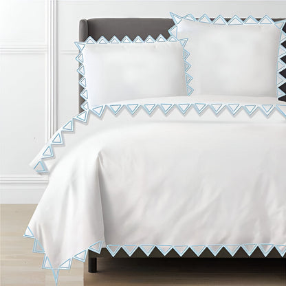 Ashley 400TC Cotton Traingle Embroidery Sateen Solid Duvet Cover Set