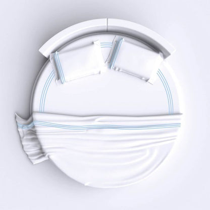 400TC Cotton Triple Embroidery Sateen Solid Round Duvet Cover Set