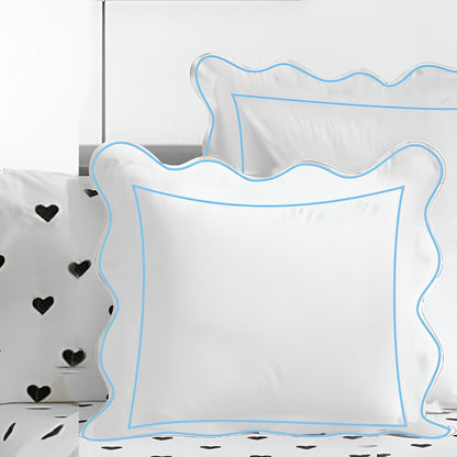 400TC Cotton Scallop Embroidery & Border Sateen Solid Euro Sham