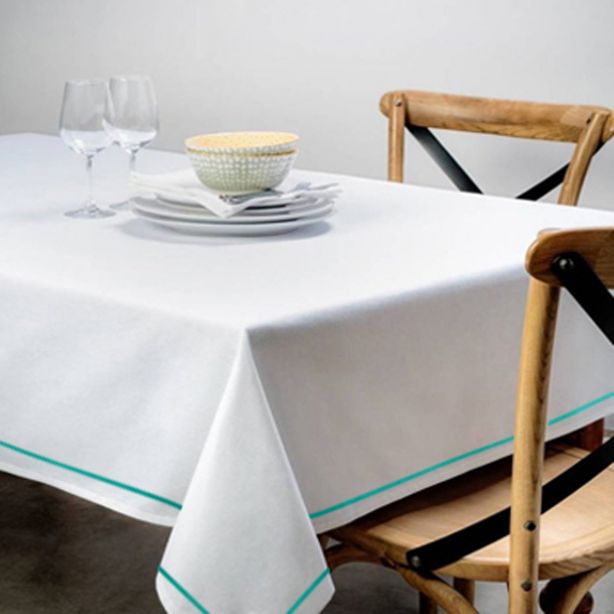 Single Embroidery Border Sateen Cotton Solid Table Cloth
