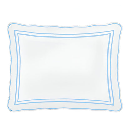 400TC Wavy Embroidery & Border Cotton Sateen Solid Duvet Cover Set